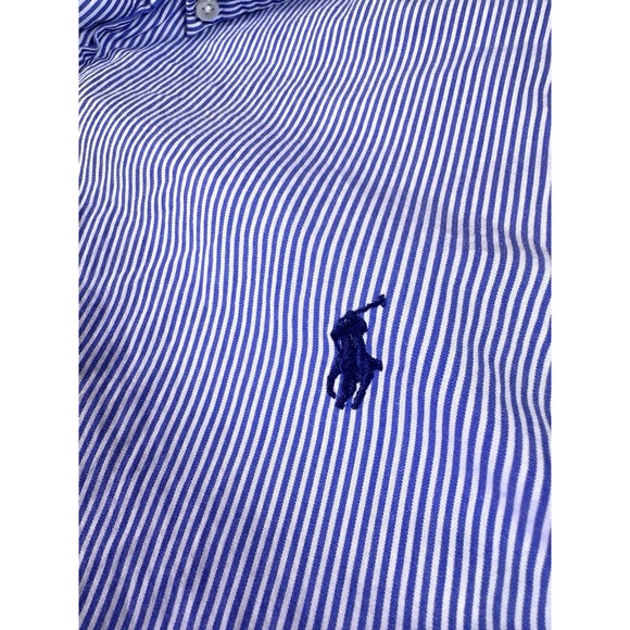 Ralph Lauren Mens XXL Shirt Blue Stripe Button Down Long Sleeve Stretch 2XL Slim - Picture 6 of 14